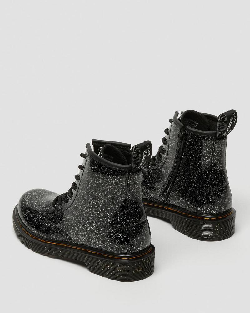 Black Kids' Dr Martens Junior 1460 Glitter Lace Up Boots | CA 676DFM